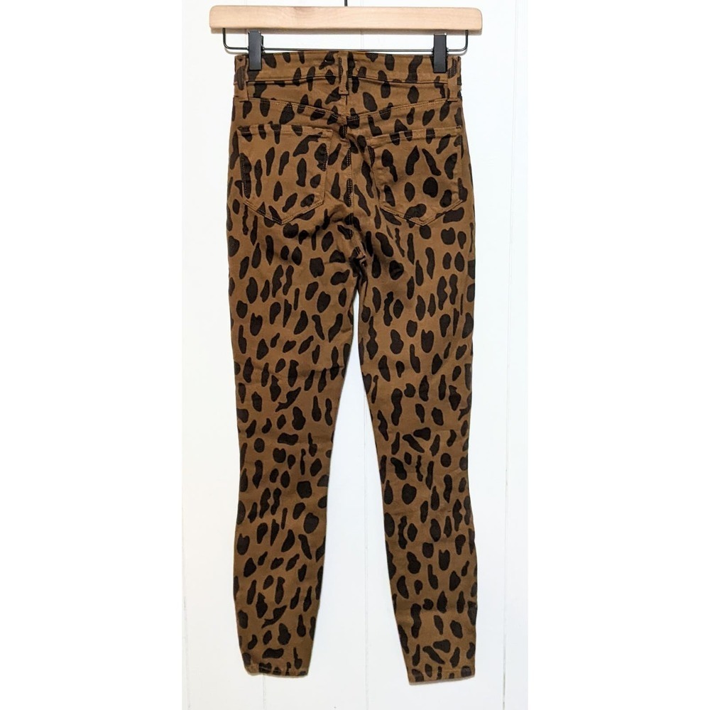 L'Agence Jeans Womens 23 Brown Margot High Rise Skinny Spotted Animal Denim - Picture 4 of 6